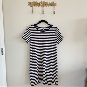 Blue & White Striped T-shirt Dress